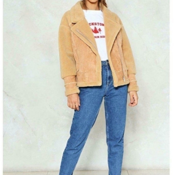 Bear Witness To This Faux Suede Aviator Jacket - Picture 2 of 13